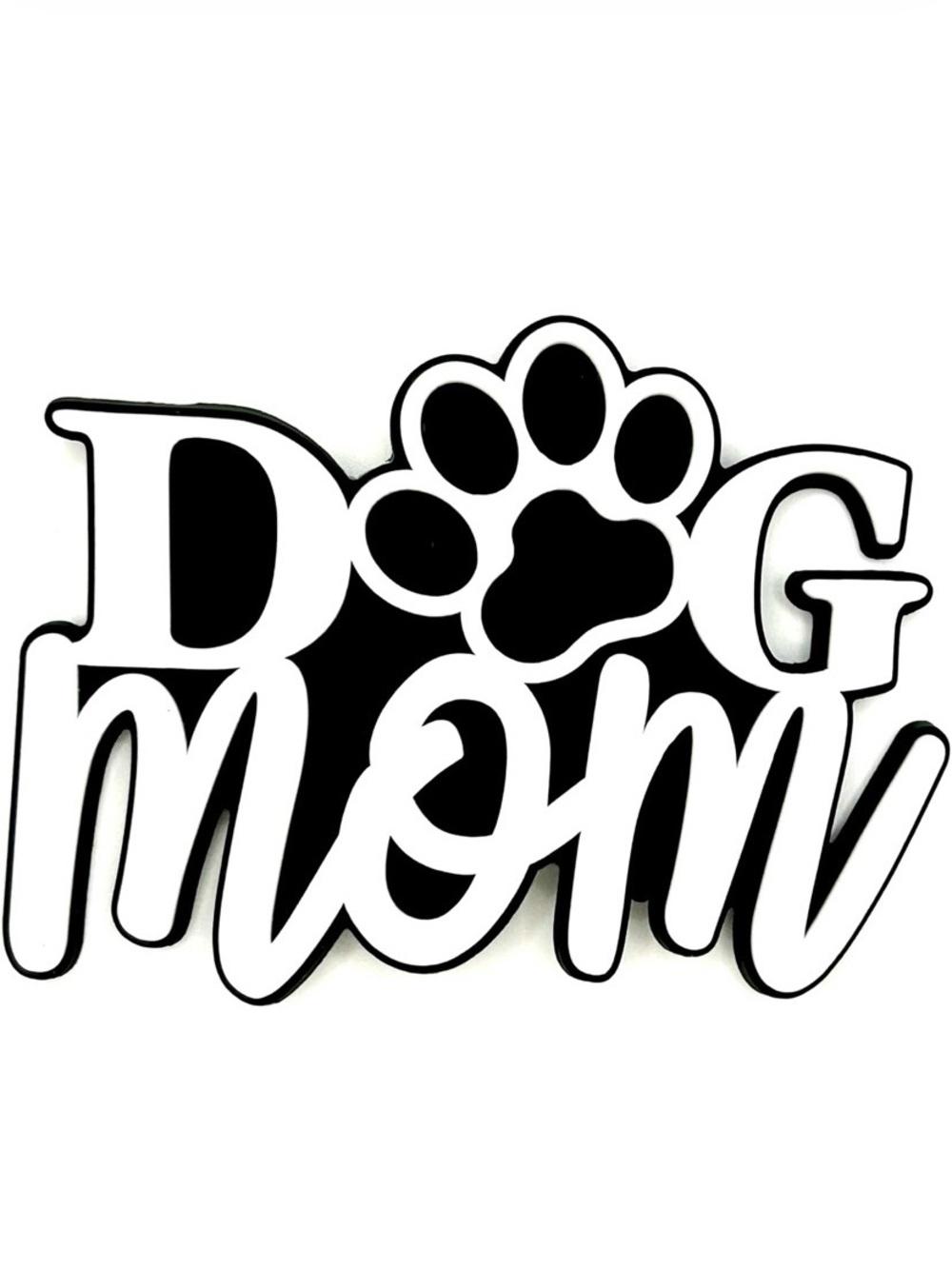 Dog Mom Rubber Charm for Bogg Bag Tote Beach Pool Boat Bag Accessory Black White